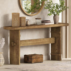 TRIBEWOOD 63-Inch Solid Wood Console Table for Entryway, Narrow Long Farmhouse Sofa Table Behind Couch, for Foyer, Hallway, Living Room, Easy Asswmbly, Brown