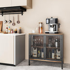 Soywey Storage Sideboard,Small Home Wine Cabinet Bar for Liquor and Wine, Coffee Bar Cabinet with Storage, Farmhouse Dining Sideboard for Kitchen and Dining Room (31.4 Inch, Rustic Brown)