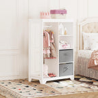 UTEX Kids Dress Up Storage with 2 Storage Bins and Full Length Mirror | Kids Armoire, Opening Hanging Kids Closet Wardrobe, Water-based Paint