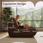 Giant Bean Bag Chair for Adult, Cozy Boneless Fireside Accent Loveseat Chair,Memory Foam Floor Sofa, Comfy Lounge Couch for Bedroom Small Living Room Apartment Daily Relax(Coffee,Loveseat)