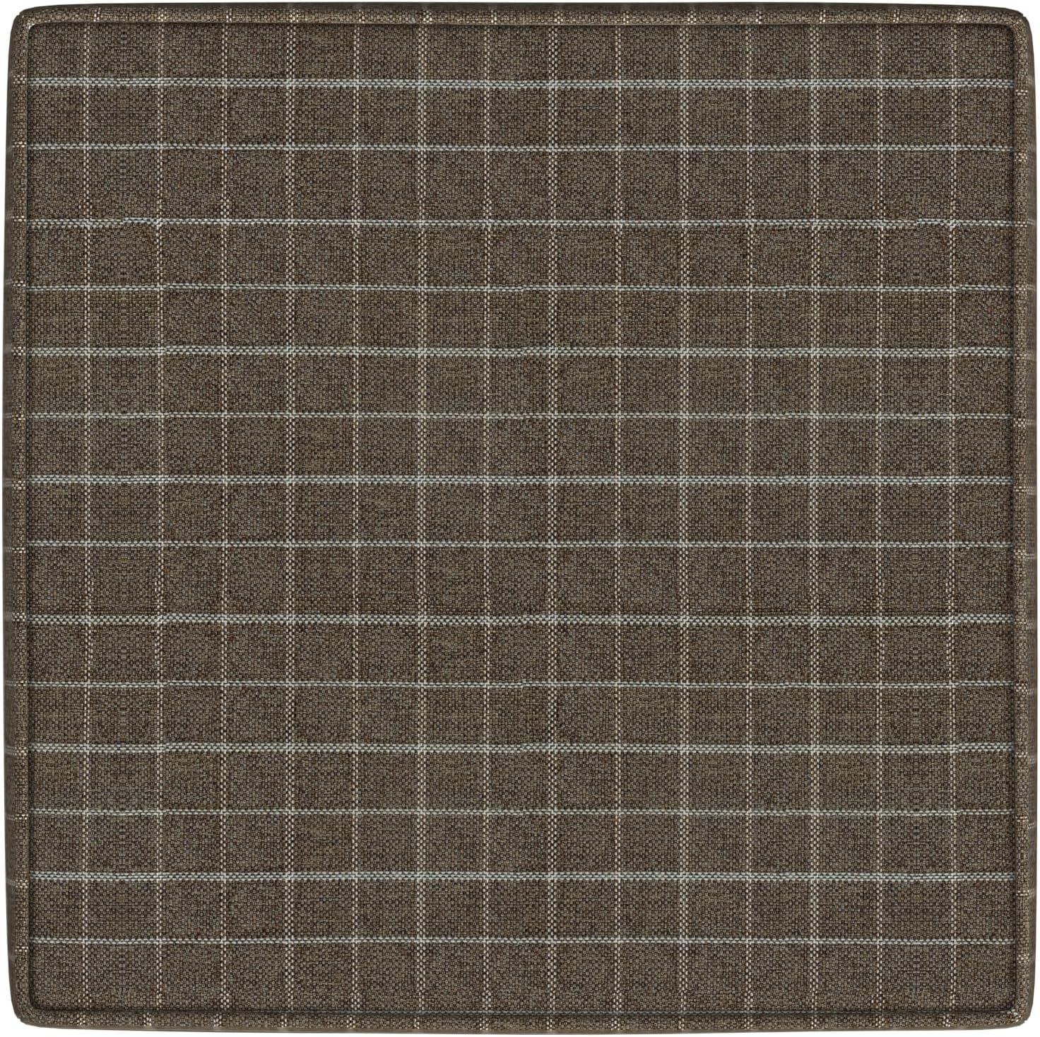 Homepop Home Decor Classic Square Storage Ottoman with Lift Off Lid | Ottoman with Storage for Living Room & Bedroom, Brown Window Pane Fabric