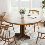 47" Round Dining Table for 4, Farmhouse Kitchen Dining Room Table, Brown | Circle Dinner Table, Kitchen Dining Room Furniture (Table Only)