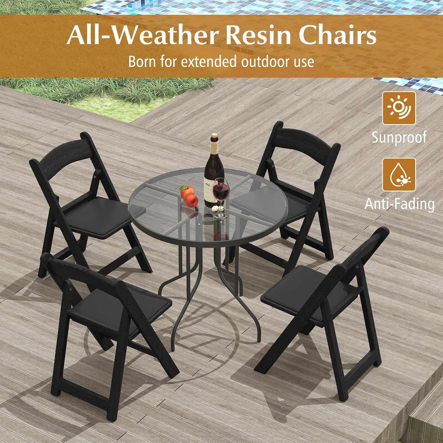 Giantex 20-Pack Folding Chairs, Portable Resin Event Chairs with Padded Seat, All-Weather Resin Frame, 1100 lbs Static Capacity, Lightweight Foldable Chair for Office, Wedding, Party, Outdoor