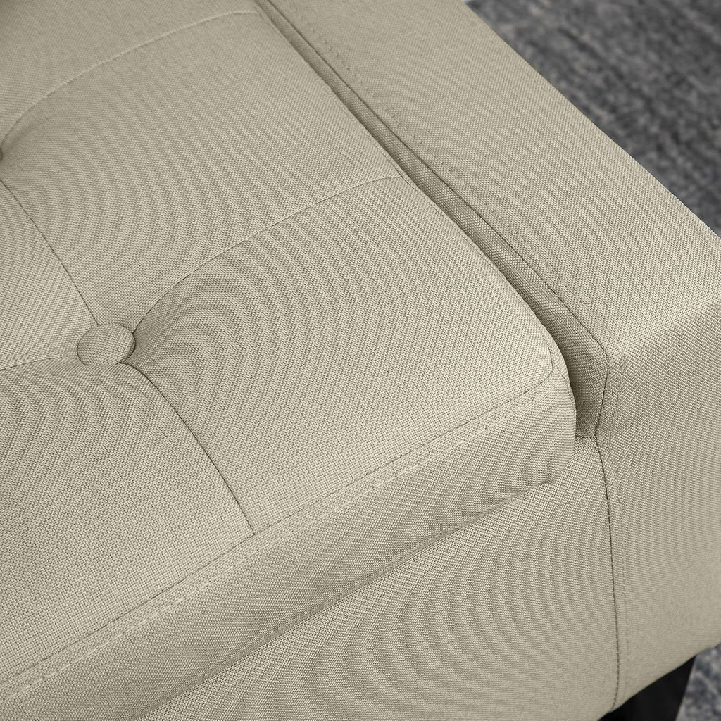 Classic Linen Tufted Storage Ottoman Bench Lift Top Beige Sophisticated Style Fabric Comfortable Seating Durable FFor rame