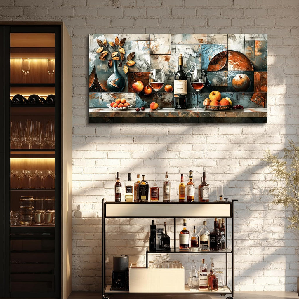 hyidecorart Wine Glass Fruit Modern Painting Wall Art For Kitchen Wall Decor For Living Room Dining Room Decorations Liquor Still Life Canvas Prints Artwork Bar Pub Posters Home Decor Ready to Hang