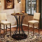 Tribesigns 37.4" H Bar Table, Round Bar Table with Curved Metal Base, Bar Height Table for Small Spaces, Living Room, Kitchen, or Apartments (Brown & Black) (1)