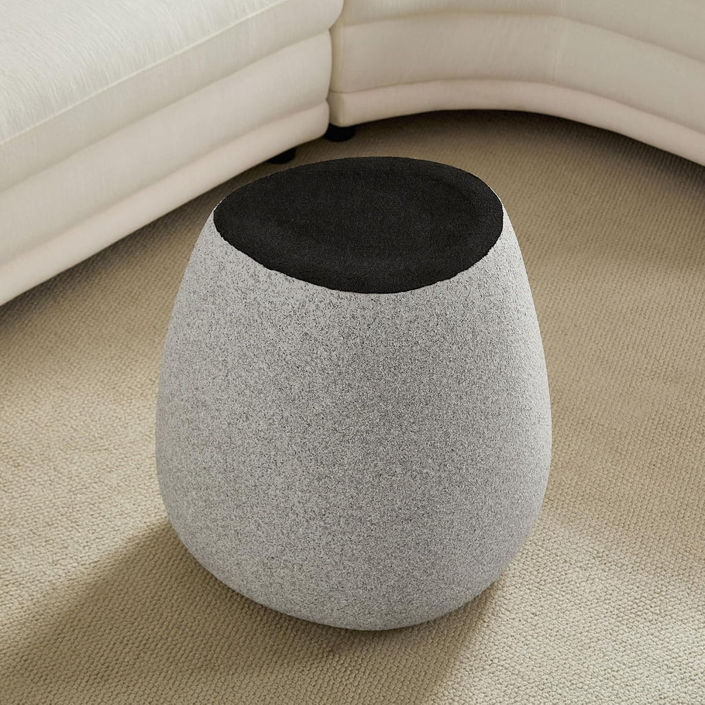 Irregular Fiberglass Side Table Drum Sofa Side Accent End Table for Apartment, Living Room, Bedroom, Reception Room, No Assembly Required (White)