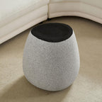 Irregular Fiberglass Side Table Drum Sofa Side Accent End Table for Apartment, Living Room, Bedroom, Reception Room, No Assembly Required (White)