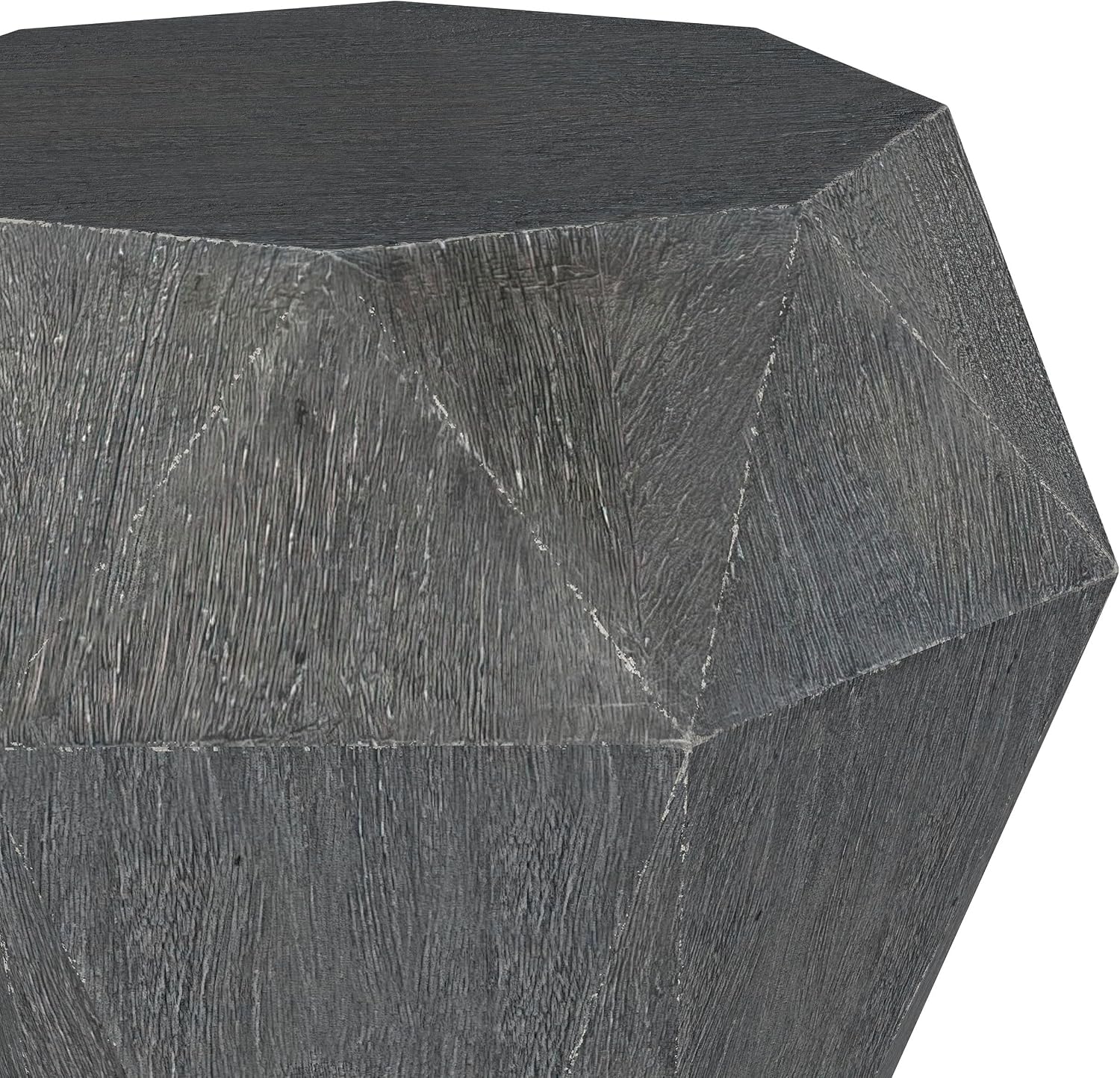 Coaster Home Furnishings - Jacinto - Solid Mango Wood - 19.5-Inch Octagonal Side Table with Geometric Design, Plastic Glides and Space-Saving Build - Living Room and Entryway - Gray - 931159
