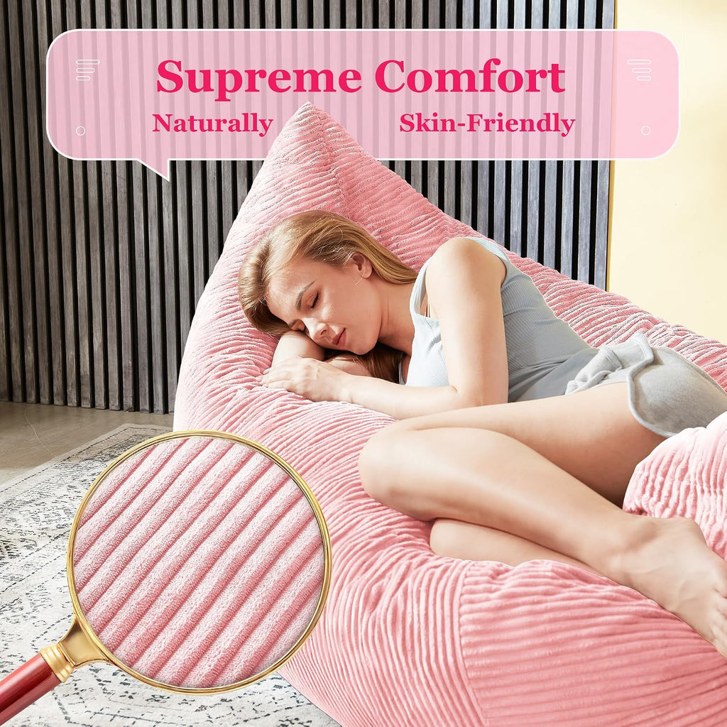3 in 1 Big Bean Bag Chair for Adults, Large Giant BeanBag Chairs, Convertible Soft Floor Chair Cushions, Sofa & Bed, Perfect for Bedroom, Living Room, Game Room (Pink)