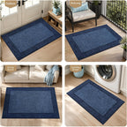 Dirt Trapper Door Mat 32"x 48", Non Slip Washable Doormat, Stain Resist and Absorbent Welcome Mat, Floor Mats,Low Profile Entrance Dog Door Mats for Front Back Door,Blue