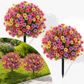 2Pcs 22" Artificial Topiary Ball Flowers for Outdoors Planters, Spring Summer Decoration, UV Resistant Faux Floral Greenery, Fake Shrubs Bushes for Indoor Outdoor Garden Yard Porch Patio Home Decor