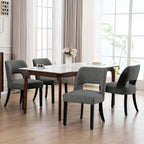 VKNOW Wooden Dining Chairs Set of 4, Modern Fabric Upholstered Dining Room Chair Kitchen Chairs, Farmhouse Dinner Chair for Kitchen Dining Room, Dark Grey-Black Legs