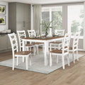 Lexicon Dining Table Set for 6 with Chairs, Wood 7 Piece Farmhouse Dining Room Table and Chairs Set of 6, Cross Back, Easy Assembly Seater for Indoor Home, Dinner, Kitchen, Cherry/White