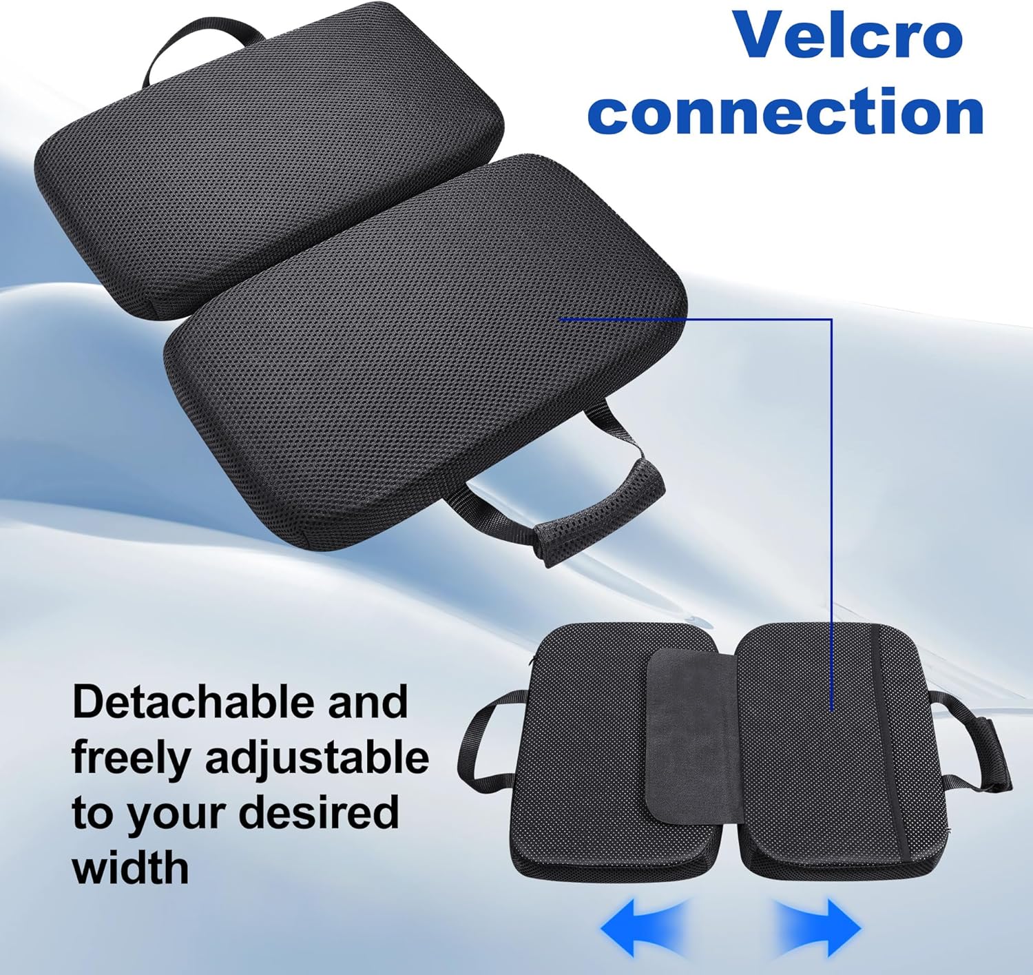 Gel Memory Foam Seat Cushion with Washable Cover Non-Slip Thick Chair Cushion with Portable Handle & Storage Pocket Adjustable Chair Pad for Long Sitting (Black)