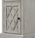 Traditional Wood End Table with Storage & Charging Station, Vintage Farmhouse Nightstand with USB Ports, Small Sofa Side Table for Living Room & Bedroom, Antique Gray