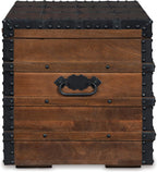 Signature Design By Ashley Kettleby Wooden Storage Box Trunk, Vintage‑Style Coffee Table With Hinged Top And Hidden Storage, Wood Construction With Metal Hardware For Living Room Organization, Brown