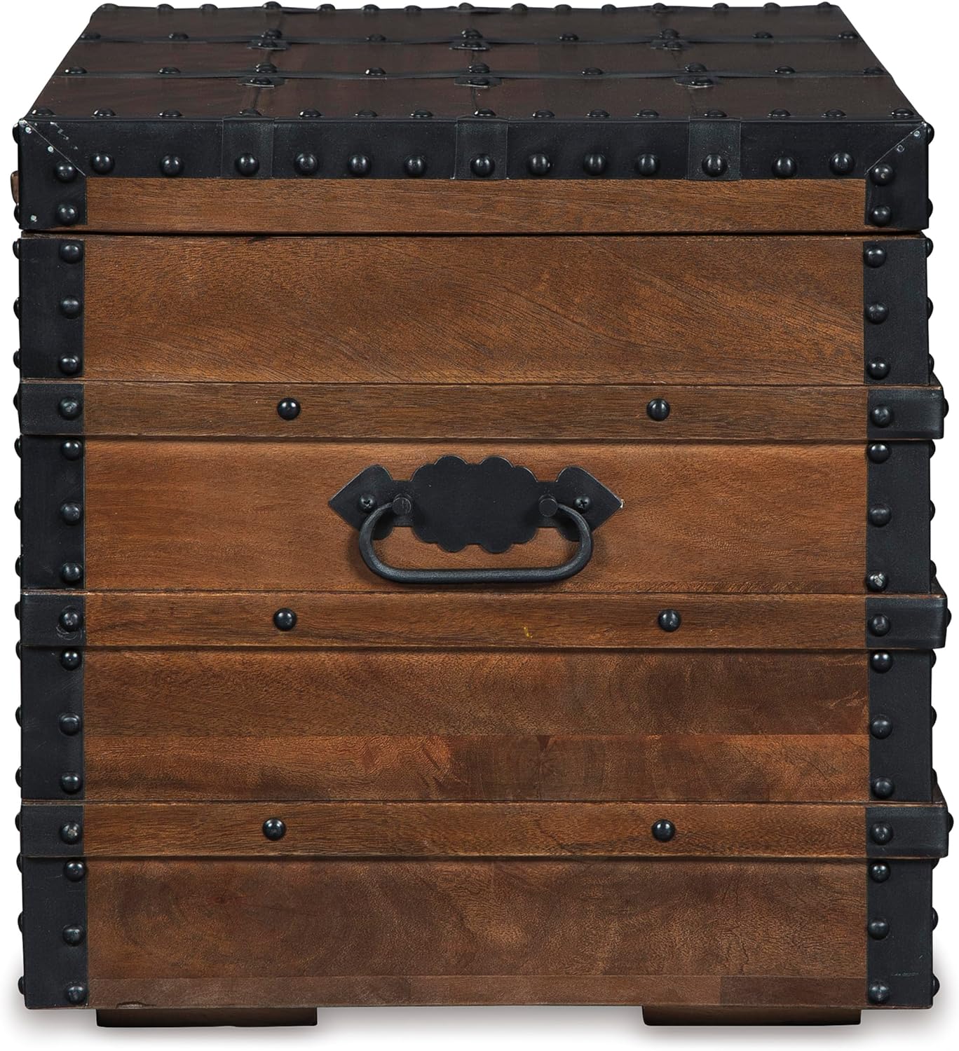 Signature Design By Ashley Kettleby Wooden Storage Box Trunk, Vintage‑Style Coffee Table With Hinged Top And Hidden Storage, Wood Construction With Metal Hardware For Living Room Organization, Brown