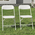 White Folding Chairs 2 Pack, Plastic Folding Chairs Outdoor Indoor, 350lb Capacity, Portable Event Chair, Lightweight Folding Chair, for Events Office Wedding Party Rental Picnic Patio
