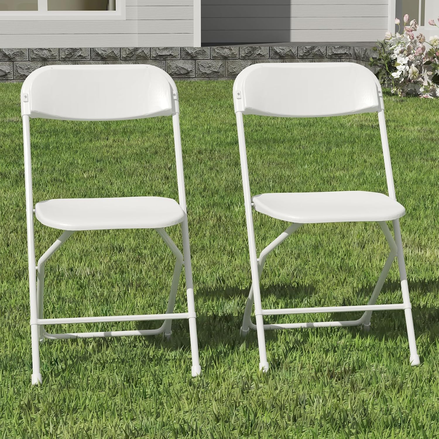 White Folding Chairs 2 Pack, Plastic Folding Chairs Outdoor Indoor, 350lb Capacity, Portable Event Chair, Lightweight Folding Chair, for Events Office Wedding Party Rental Picnic Patio