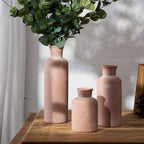 LUKA Ceramic Rustic Farmhouse Vase,Terracotta Vases for Decor,Vase Set of 3,Vases for Your Bedroom,Office,Living Room,Fireplace,Bookshelf Decor,Housewarming 10+7.5+5 Inch