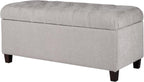 Homepop Home Decor | Tufted Ainsley Button Storage Ottoman Bench with Hinged Lid | Ottoman Bench with Storage for Living Room & Bedroom, Grey