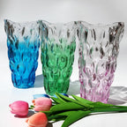Unbreakable Flower Glass Vase 3.5lb 9.5inch Sparkle vase Bohemian Style, for Centerpieces,Kitchen,Office, Living Room,Wedding,Perfect Home Decor Glass Vase (Gradient Sky Blue)