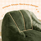 MAXYOYO Kids Bean Bag Chair, Comfy Bean Bag Sofa with Back Support, Faux Fur Cute Chair for Boys and Girls, Stuffed Floor Sofa for Nursery, Bedroom, Green