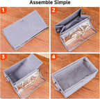 VHS Storage Box – 2 Pack Cassette Tape Storage Organizer with Clear PVC Lid – Stackable Storage Box Holds 14 Clamshell VHS Tapes – Gray Media Case