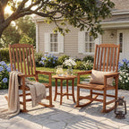Devoko Outdoor Rocking Chair Acacia Wood Porch Rocking Chairs, Outdoor Chairs with Widened Armrest for Porch, Poolside, Balcony and Yard, Natural (2-Piece Chairs Set)
