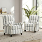 Recliner Chair, Modern Pushback Armchair with Adjustable Backrest & Footrest for Bedroom, Living Room (Grey Stripe,Set of 2)