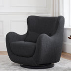 Nursery Works Solstice Swivel Glider in Black Boucle with Black Wood Base, Greenguard Gold Certified and CertiPUR-US® Certified