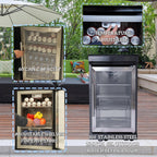 46-Inch Outdoor Kitchen Island Gas Grill with Refrigerator, 4-Burner Stainless Steel BBQ Grill Station with Side Burner, Rotisserie Kit & Granite Countertop