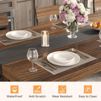 Industrial Dining Table for 6-8 People, 71" Large Long Wooden Kitchen Table with Sturdy Metal Frame & Brown Finish, Rustic Style Rectangular Dinner Table for Dining Room, Kitchen (Reddish Brown )
