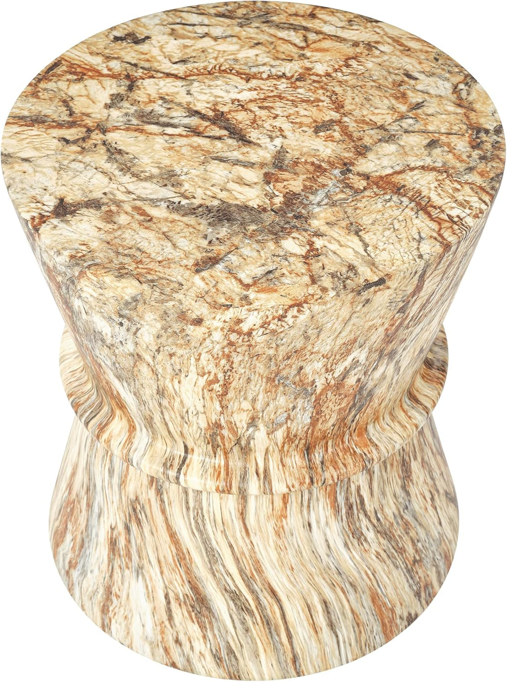 15.55" Hourglass Shape Side Table,Concrete Contemporary Lightweight Accent Table with Simulated Stone Texture,End Table for Living Room,Garden,Outdoor,Indoor,Amber