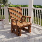 Amish Casual Heavy Duty 600 Lb Roll Back High Back Treated Glider Chair (Oak Stain)