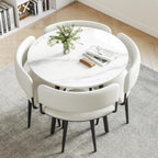 Round Sintered Stone Table Chair Set for 4, Modern Dining Table & Commercial Office Reception Conference Table