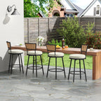 PIZZELLO Patio Swivel Bar Stools Set of 4, Outdoor Bar Height Chairs, Swivel Patio Bar Chair with Cushions, Counter Height Wicker Barstools for Outside Backyard Balcony