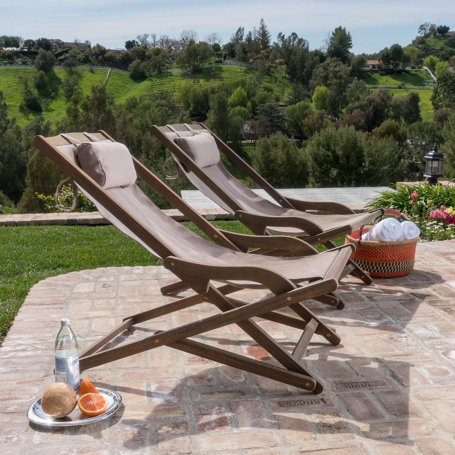 Beach Sling Chair Grey(Set of 2)