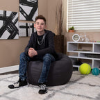 EMMA + OLIVER Small Solid Gray Bean Bag Chair for Kids and Teens