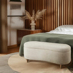 Bailey Boucle-Style Curved Storage Accent Bench