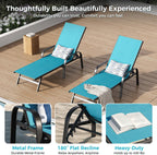 Garvee Outdoor Lounge Chair, Adjustable Patio Reclining Chaise with Textilene Fabric, Pool Lounge Chair with 5-Position Backrest for Patio, Garden, Poolside & Balcony,Sky Blue Set of 4