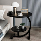 C-Shaped End Table,2 Tiers Round Side Table,Sofa Small Side Table for Living Room, Bedroom,Bedside Small Space,Black