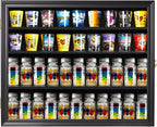 Shot Glass Shooter Display Case Small Wall Curio Cabinet for Salt & Pepper Shaker Display Also Compatible with Funko Pop Figures, Nodder Wobbler Figures - Black Frame