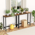 GRLEAF 2 Pack Narrow Console Table, 29.5" Small Entryway Table, Thin Hallway Table Skinny Sofa Side Display Table for Entrance, Bedroom, Living Room, Foyer, Corridor, Office - Rustic Brown (9.5" Deep)