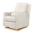 Babyletto Sigi Electronic Power Recliner and Glider with USB Port in Ivory Boucle with Light Wood Base, Greenguard Gold and CertiPUR-US Certified