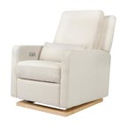 Babyletto Sigi Electronic Power Recliner and Glider with USB Port in Ivory Boucle with Light Wood Base, Greenguard Gold and CertiPUR-US Certified
