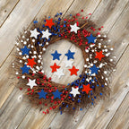 Bucherry 45 Pcs 4th of July Wooden Stars Decorations Patriotic Red White Blue Star 250 Anniversary Ornaments Crafts Cutouts Vase Bowl Filler Tiered Tray Decor for Independence Memorial Day