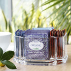 Tea Organizer - Clear Acrylic Tea Bag & Sugar Packet Holder for Pantry, Cabinet, Countertop & Coffee Station