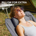 Oversized Camping Chair for Adults, Lawn Chairs Outdoor Fold up, Rocking Camping Chairs with Pillow for Picnic, Heavy-Duty 600D Oxford Cloth with Cup Holder, 350 Pound Capacity, Grey.